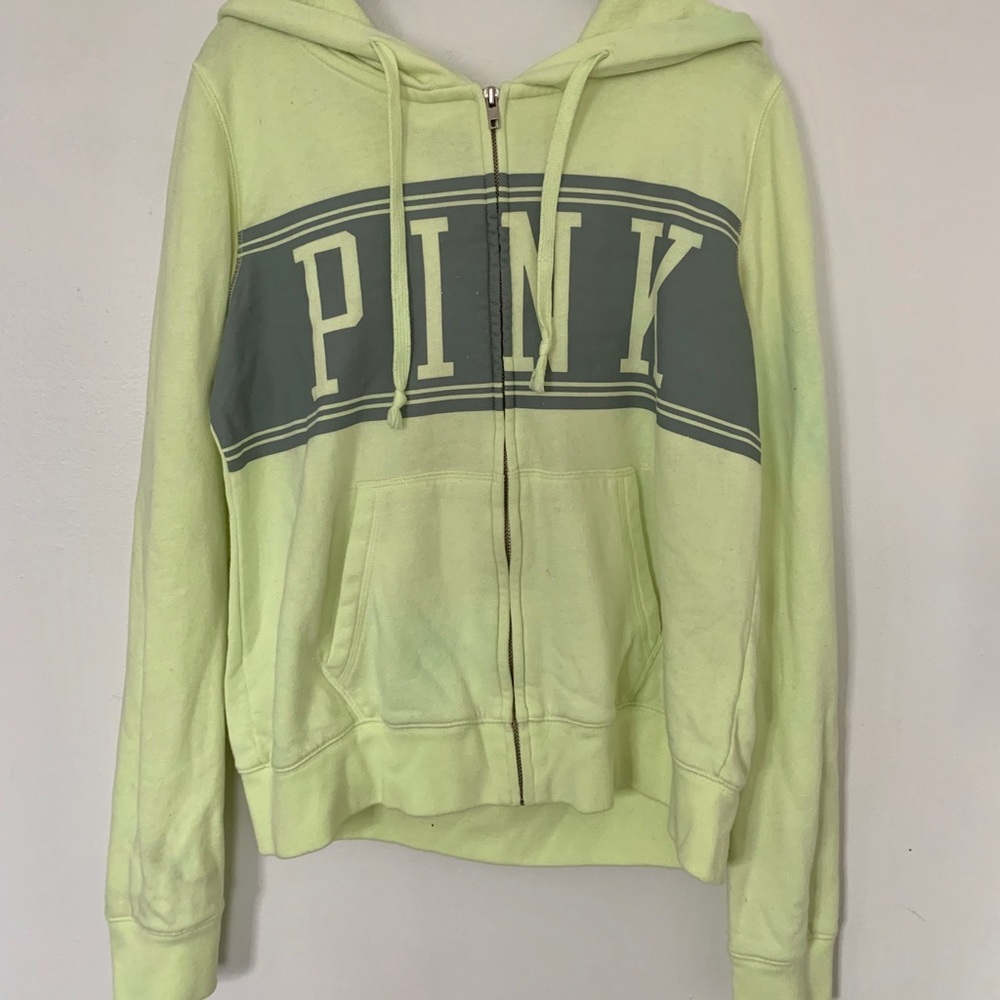 Lime green PINK zip-up hoodie